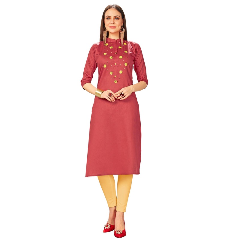 Exotic Red Colored Party Wear Embroidered Jam Cotton Silk Kurti - JK6457836225