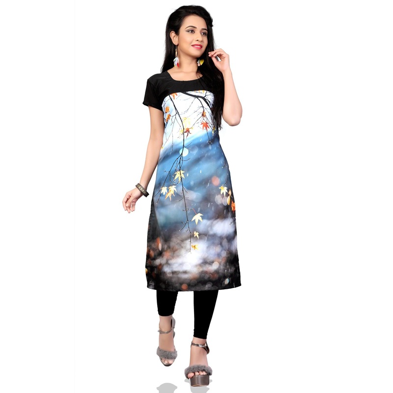 Eye-Catching Multi Colored Casual Printed Crepe Kurti - JK6457835481