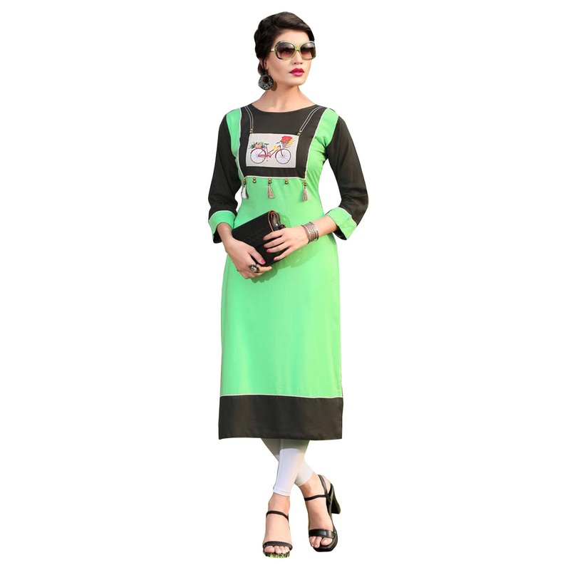Lovely Green Colored Casual Printed Rayon Kurti - JK6457835482